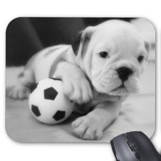 "Let's Play Soccer" English Bulldog Puppy Mousepads
