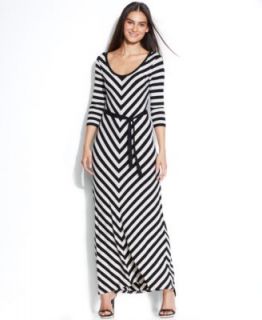 Calvin Klein Dress, Three Quarter Sleeve Belted Maxi   Dresses   Women