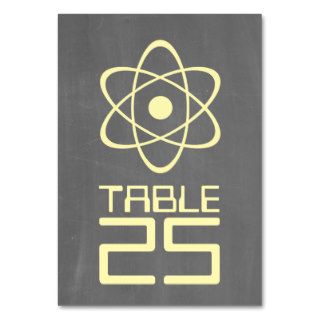Yellow Atomic Chalkboard Table Card