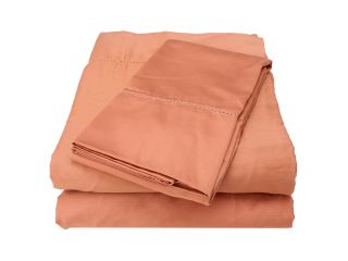 Elite Hemstitch Collection Solid 3 Piece Sheet Set   Twin Coral