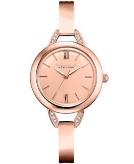 Caravelle New York by Bulova Womens Rose Gold Metallic Leather Strap Watch 37mm 44L132   Watches   Jewelry & Watches