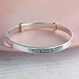 child's silver expanding bangle by hersey silversmiths