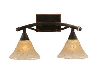 Toltec Lighting 172 BC 750 Bow Two Light Bathroom Bar Black Copper Finish with Amber Crystal Glass, 7 Inch   Ceiling Pendant Fixtures  