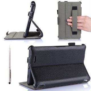 i Blason Slim Folio Book Shell Stand case Cover for Asus Memo Pad ME172V Tablet with Elastic Hand Strap, Stylus Loop & Bonus Stylus (3 Year Warranty)  Black Computers & Accessories