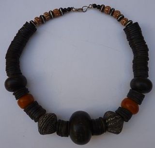 wooden, ceramic, resin beaded necklace by alkina