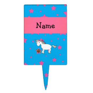 Personalized name football unicorn stars cake picks