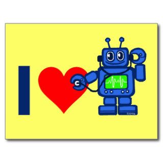I heart robot postcards