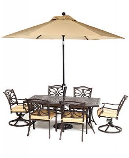 Kingsley Outdoor 7 Piece Set 84 x 42 Dining Table, 4 Dining Chairs, and 2 Swivel Dining Chairs   Furniture