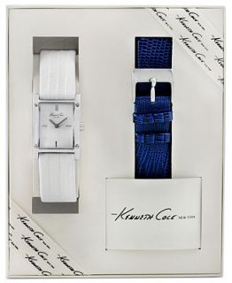 Kenneth Cole New York Watch Set, Womens Interchangeable Blue and White Leather Straps 19mm KC6061   Watches   Jewelry & Watches