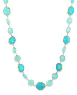 18k Gold over Sterling Silver Necklace, Bezel Set Chalcedony and Turquoise Necklace (112 1/2 ct. t.w.)   Necklaces   Jewelry & Watches