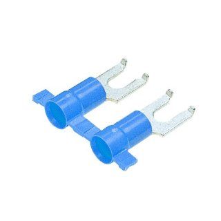 Panduit PV14 8FFB 3K Real Smart System Flanged Fork Terminals, Vinyl Insulated, Funnel Entry, 16   14. AWG Wire Range, Blue, #8 Stud Size, 0.03" Stock Thickness, 0.170" Max Insulation, 0.31" Width, 0.23" Center Hole Diameter, 0.86"