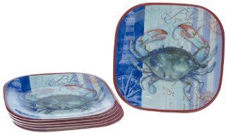 Certified International Blue Crab Melamine Square Dinner Plate, 10 1/2 Inch, Set of 6 Lobster Plates Kitchen & Dining