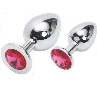 YIGO 2PCS Large + SMALL Super quality DELUXE Steel Fetish Plug Anal Butt Jewelry for Fetish Kinky Sex Love Games Good Valentine 's / Birthday Gift  ROSE RED Health & Personal Care
