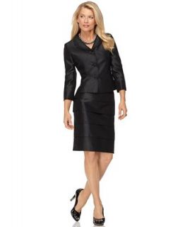 Kasper Petite Suit, Notched Collar Button Front Jacket & Tiered Skirt   Suits & Separates   Women