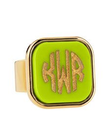 Moon and Lola Block Lettered Square Acrylic Monogram Ring