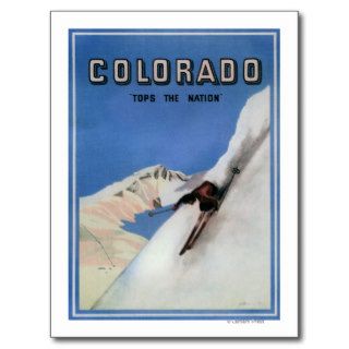 Tops the Nation   Skiing Promotional Poster Post Cards