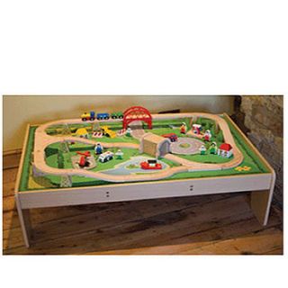 wooden train set with table by ziggy pickles kids