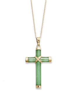 14K Gold Pendant, Jade Cross Pendant   Necklaces   Jewelry & Watches