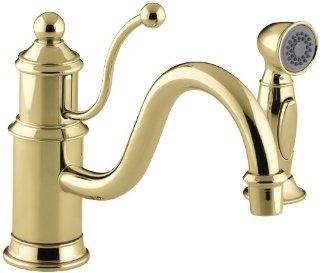 KOHLER K 169 PB Antique Single Control Kitchen Sink Faucet, Vibrant Polished Brass   Touch On Kitchen Sink Faucets  