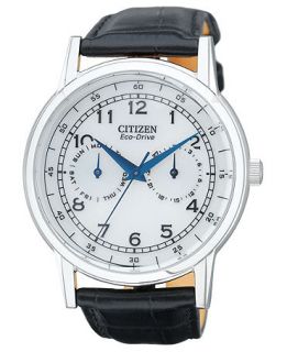 Citizen Mens Eco Drive Black Leather Strap Watch 42mm AO9000 06B   Watches   Jewelry & Watches