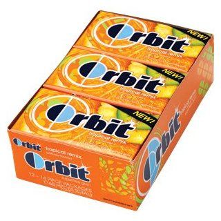 Tj Orbit Tropical Remix Artificial Flavored Sugar Free Chewing Gum   12x14 Piece Packages (168 Pieces Total)  Grocery & Gourmet Food