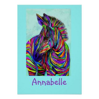 pop art baby zebra personalizable poster