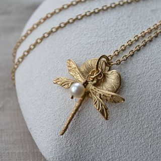 gold dragonfly necklace by martha jackson