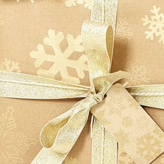 gold snowflakes brown wrapping paper by sophia victoria joy