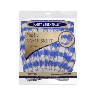 NorthWest Enterprises 529 Party Essentials Plastic Table Skirt, 168" Length x 29" Width, Blue Gingham Print (Case of 6)
