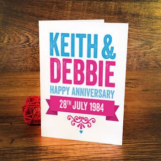 personalised bold anniversary card by a is for alphabet