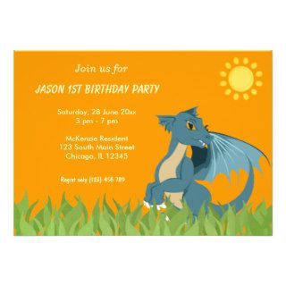 Dragon Birthday Party Custom Invitation