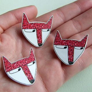 fox illustrated pin badge brooch by the imagination of ladysnail