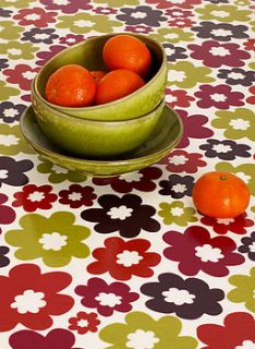 60's flora oil/pvc tablecloth   two colours by naive