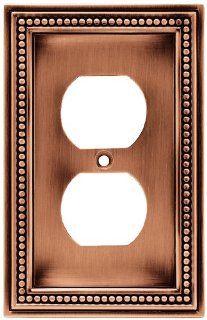 Brainerd 64244 Beaded Single Duplex Wall Plate / Switch Plate / Cover, Aged Brushed Copper   Switch And Outlet Plates  
