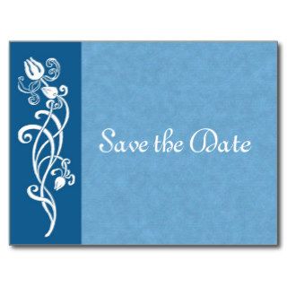 Tulip Vine on Blue Save the Date Postcard
