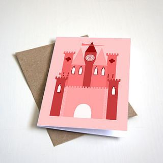 blank greeting card, pink castle by alice rebecca potter