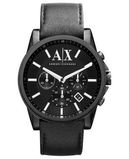 AX Armani Exchange Watch, Mens Black Leather Strap 45mm AX2098   Watches   Jewelry & Watches