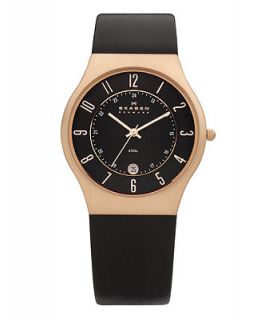 Skagen Denmark Watch, Mens Black Leather Strap 233XXLRLB   Watches   Jewelry & Watches