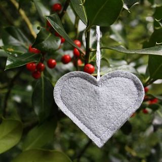 christmas heart ornaments, set of six by littlenestbox