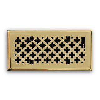 Truaire C165 RPB 04X10(Duct Opening Measurements) Decorative Floor Grille 4 Inch by 10 Inch Retro Couture Floor Diffuser, Polished Brass Finish   Floor Heating Registers  