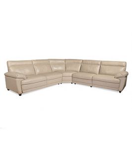 Carmelo Carmelo Leather Sectional Sofa, Power Motion Reclining 5 Piece (3 Power Motion Recliners), 123W x 123D x 38H   Furniture