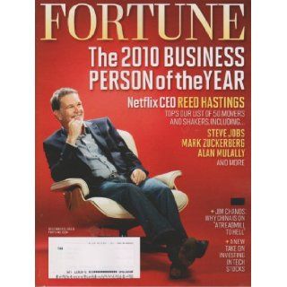 Fortune Magazine December 6, 2010 The 2010 Business Person of the Year Netflix CEO Reed Hastings (Vol 162 Number9) Fortune Magazine Books