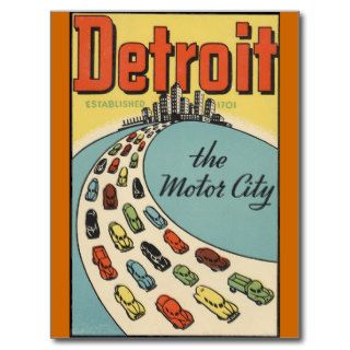 Detroit Motor City USA   Vintage Travel Post Card