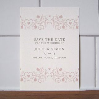 delicate rose save the date card by lovat press