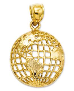 14k Gold Charm, Polished Globe Charm   Jewelry & Watches