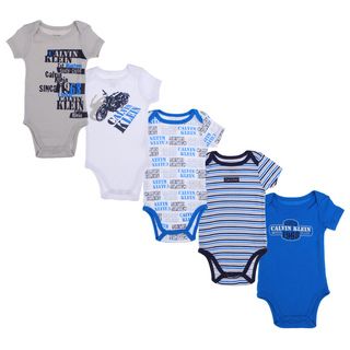 Calvin Klein Newborn Boys Printed Bodysuit Set in Blue/White Calvin Klein Boys' Sets