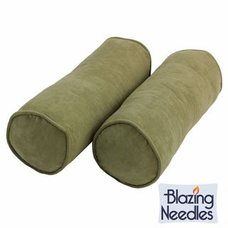 Blazing Needles Earthtone 8 x 20 inch Corded Microsuede Bolster Pillow and Inserts (Set of 2) Blazing Needles Throw Pillows