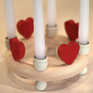 wooden candle ring with hearts by drift living