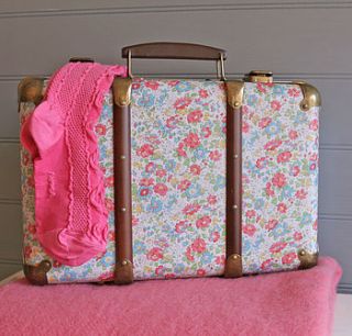 liberty print suitcase by berry red