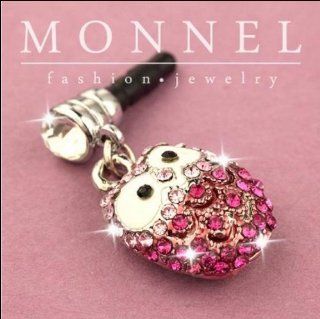 Ip161 Cute Pink Crystal OWL Anti Dust Plug Cover Charm Iphone Android 3.5mm Cell Phones & Accessories